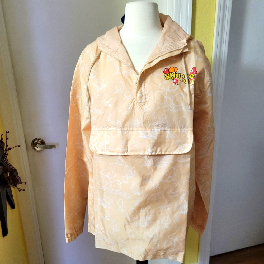 Smurf's Pullover Rain Coat 1980's Nostalgia Smurf Rain Hoodie size Medium unisex
